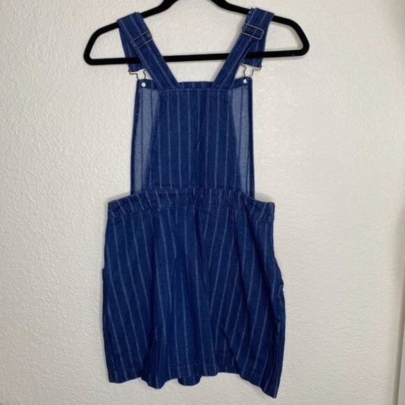 Umgee Railroad Stripe Denim Overall Dress Small - Picture 7 of 8